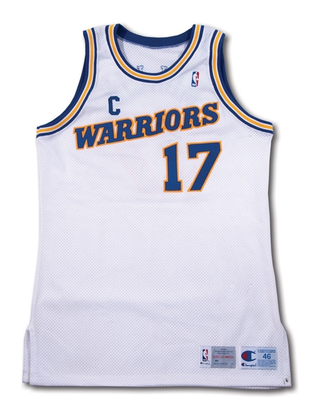1992-93 CHRIS MULLIN SIGNED & INSCRIBED GOLDEN STATE WARRIORS GAME WORN HOME JERSEY WITH CAPTAINS PATCH (COBY KARL COLLECTION)