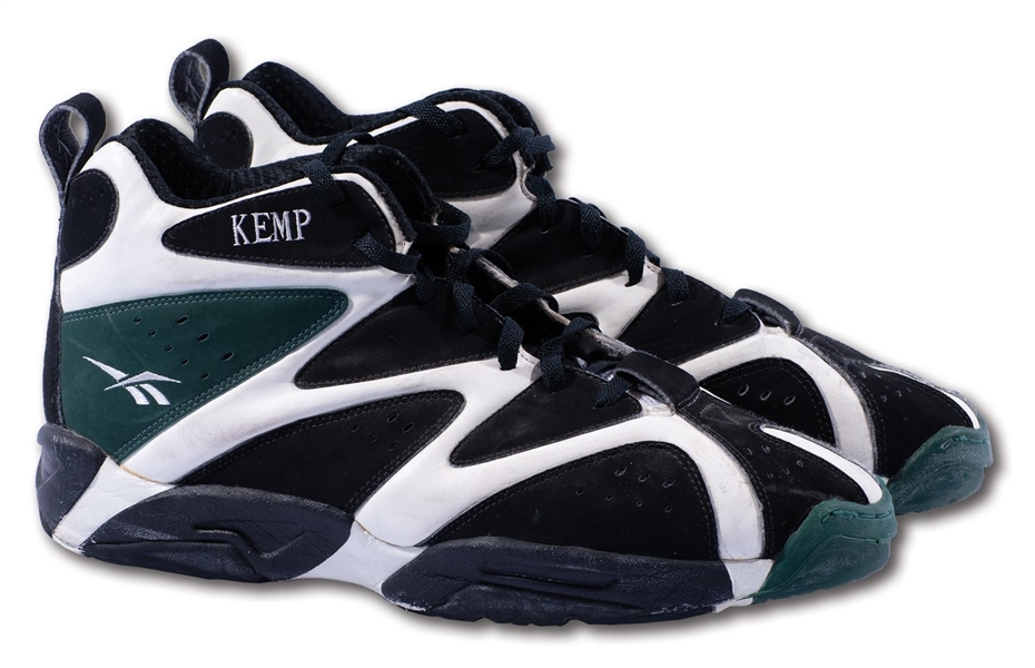 1994-95 SHAWN KEMP (SONICS ERA) GAME WORN & SIGNED REEBOK KAMIKAZE 1 SHOES – HIS FIRST SIGNATURE MODEL (COBY KARL COLLECTION)