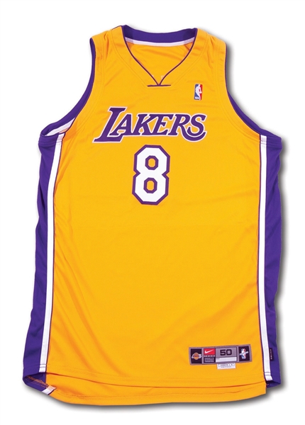 2001-02 KOBE BRYANT SIGNED & INSCRIBED LOS ANGELES LAKERS (3-PEAT SEASON) GAME ISSUED HOME JERSEY (COBY KARL COLLECTION)