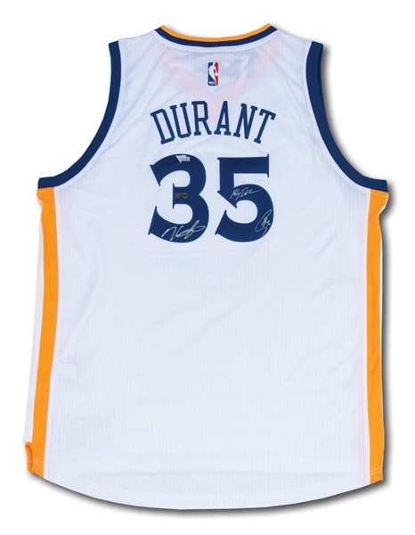 STEPHEN CURRY, KLAY THOMPSON & KEVIN DURANT TRIPLE-SIGNED GOLDEN STATE WARRIORS #35 DURANT JERSEY (PANINI COA, FANATICS AUTH.)