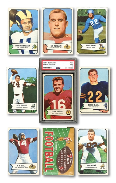 1954 BOWMAN FOOTBALL COMPLETE SET OF (128) PLUS UNOPENED WAX PACK