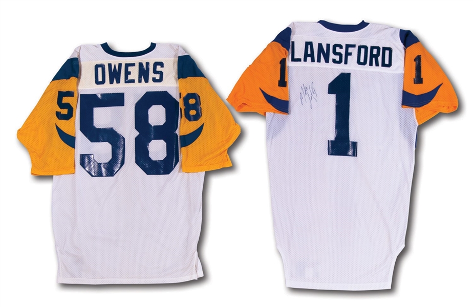 1980S LOS ANGELES RAMS PAIR OF MEL OWENS AND MIKE LANSFORD (SIGNED) GAME WORN JERSEYS
