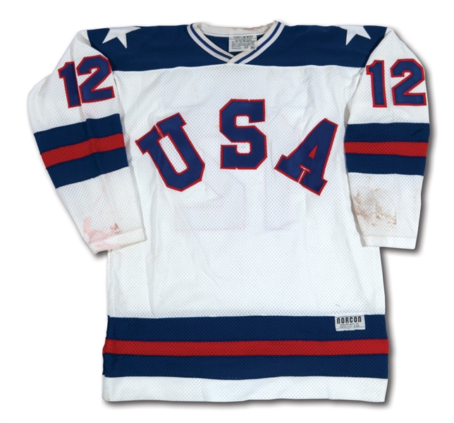 1980 JACK HUGHES USA HOCKEY ("MIRACLE ON ICE") OLYMPIC TEAM GAME READY JERSEY - ONE OF USAS FINAL CUTS