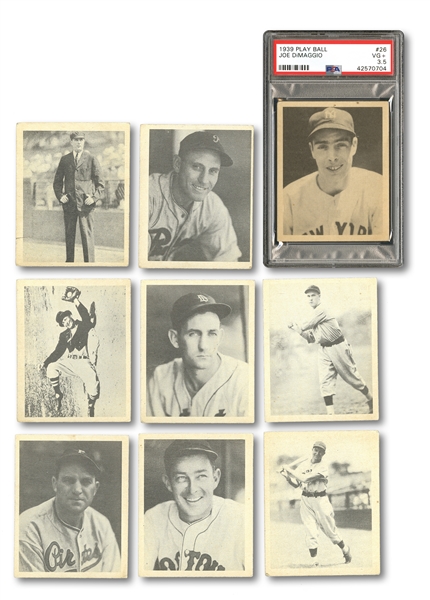 1939 PLAY BALL LOT OF (33) DIFFERENT INCL. #26 DIMAGGIO (PSA VG+ 3.5) & 7 TOTAL HALL OF FAMERS