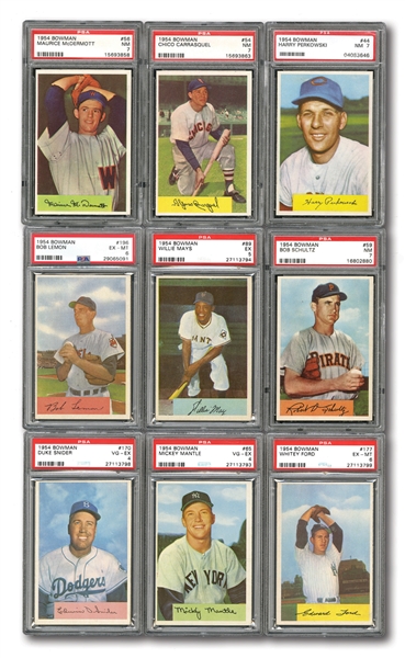 1954 BOWMAN BASEBALL COMPLETE SET OF (224) WITH 26 CARDS PSA GRADED