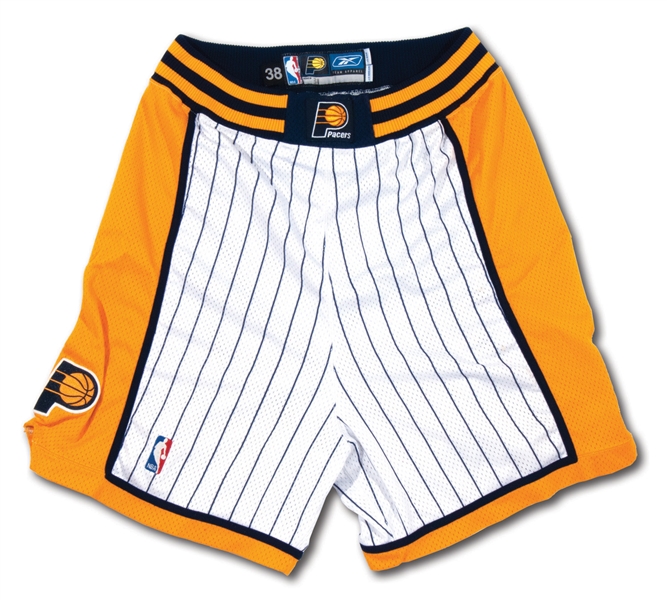 2004-05 REGGIE MILLER INDIANA PACERS (FINAL SEASON) GAME WORN SHORTS PHOTO-MATCHED TO SEVERAL GAMES