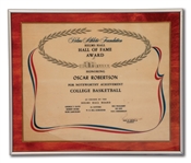 OSCAR ROBERTSONS HELMS ATHLETIC FOUNDATION HALL OF FAME AWARD PLAQUE (ROBERTSON COLLECTION)