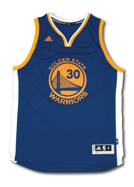 STEPHEN CURRY SIGNED AND "DUB NATION" INSCRIBED GOLDEN STATE WARRIORS BLUE ROAD JERSEY (FANATICS AUTH.)