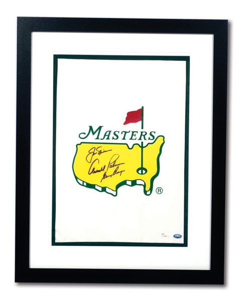 JACK NICKLAUS, ARNOLD PALMER AND GARY PLAYER (THE BIG 3) TRIPLE-SIGNED 2013 THE MASTERS GARDEN FLAG