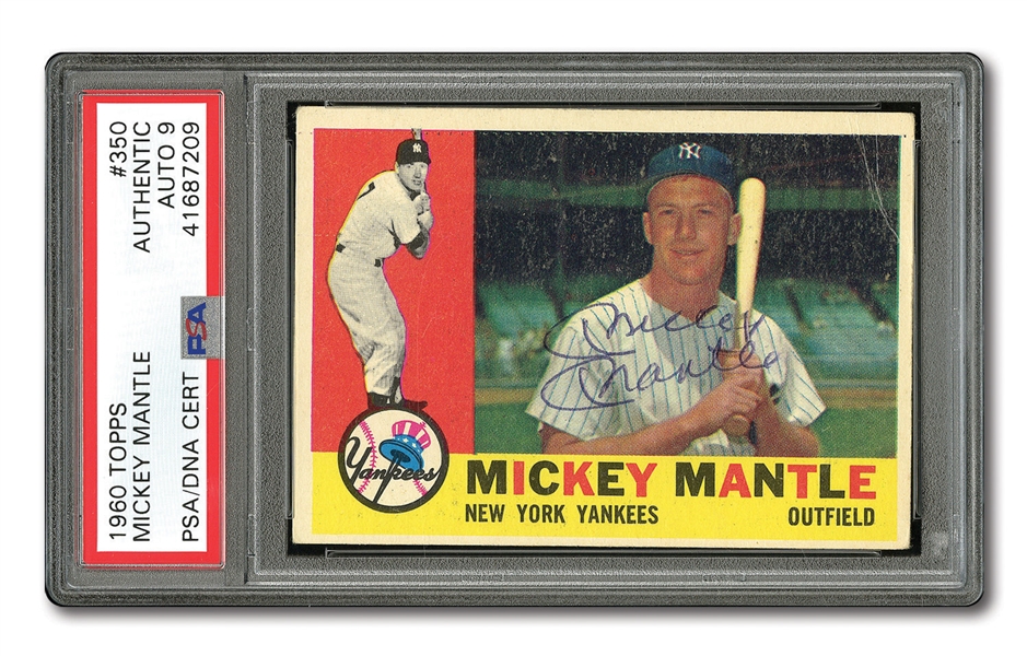 MICKEY MANTLE AUTOGRAPHED 1960 TOPPS #350 CARD (PSA/DNA MINT 9 AUTO.)