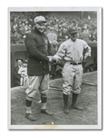 1923 YANKEE STADIUM OPENING DAY MANAGERS FRANK CHANCE AND MILLER HUGGINS INTERNATIONAL NEWS SERVICE PHOTOGRAPH