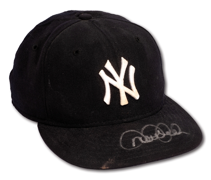 MID-2000S DEREK JETER AUTOGRAPHED NEW YORK YANKEES GAME USED CAP (STEINER)