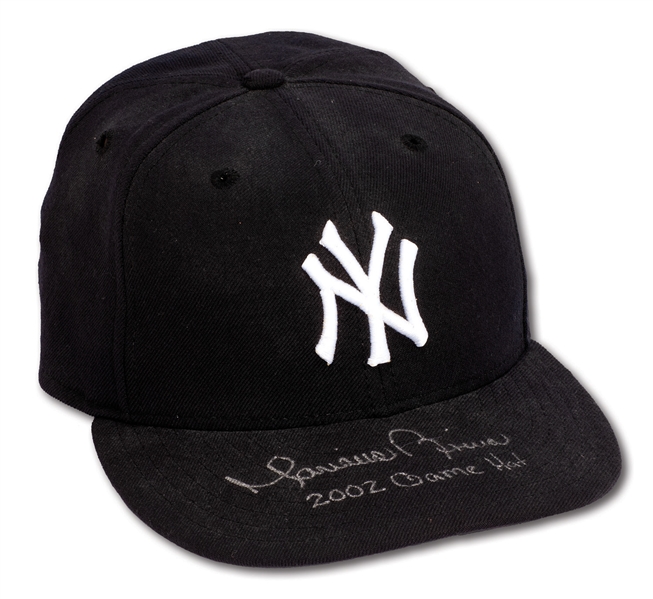 2002 MARIANO RIVERA AUTOGRAPHED NEW YORK YANKEES GAME USED CAP INSCRIBED "2002 GAME HAT" (STEINER)