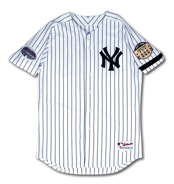 SEPT. 21, 2008 MIKE MUSSINA NEW YORK YANKEES GAME WORN HOME JERSEY FROM TEAMS FINAL GAME AT OLD YANKEE STADIUM (STEINER, MLB AUTH.)