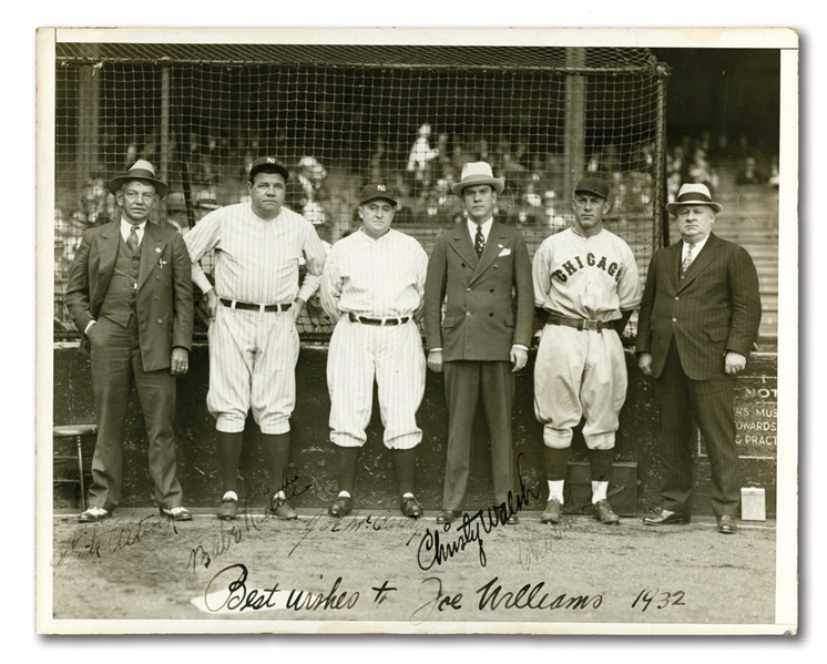 1932 WORLD SERIES MULTI-SIGNED PHOTOGRAPH INCL. BABE RUTH, JOE McCARTHY, CHRISTY WALSH AND OTHERS