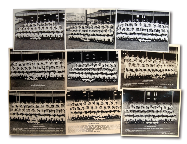1950-61 NEW YORK YANKEES COLLECTION OF (9) VINTAGE TEAM PHOTOGRAPHS