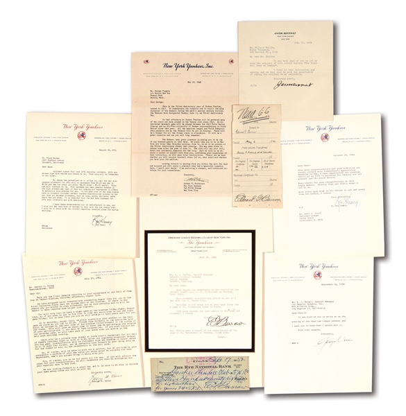 LOT OF (7) NEW YORK YANKEES EXECUTIVES SIGNED CORRESPONDENCE AND DOCUMENTS