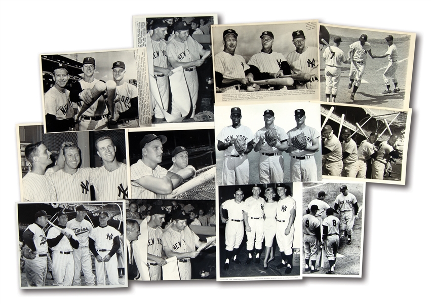 LOT OF (12) NEW YORK YANKEES VINTAGE PHOTOGRAPHS FEATURING MANTLE AND MARIS – MOSTLY NEWS SERVICE PHOTOS