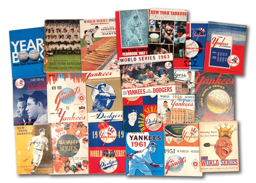 LOT OF (9) 1950S-60S NEW YORK YANKEES YEARBOOKS AND (14) 1940S-60S WORLD SERIES PROGRAMS