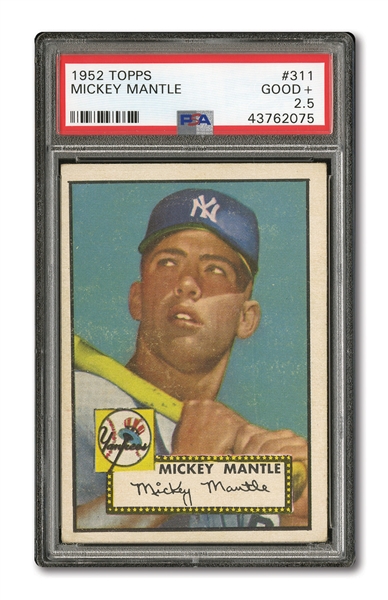 1952 TOPPS #311 MICKEY MANTLE PSA GD+ 2.5