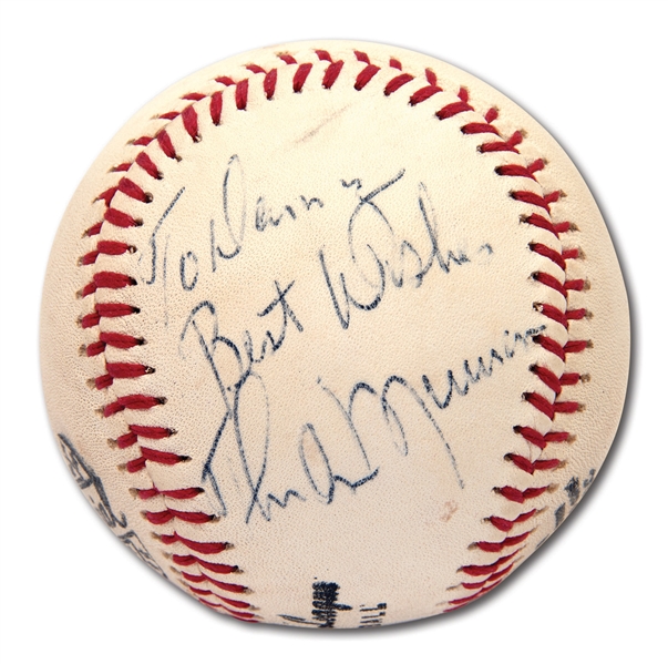 THURMAN MUNSON SINGLE SIGNED BASEBALL PERSONALIZED "TO DANNY" (PSA/DNA GRADE 8 OVERALL)