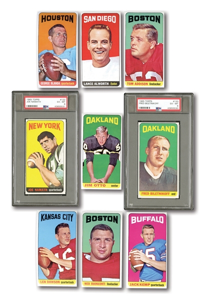 1965 TOPPS FOOTBALL COMPLETE SET OF (176) WITH NAMATH & BILETNIKOFF ROOKIES (BOTH PSA EX-MT 6)