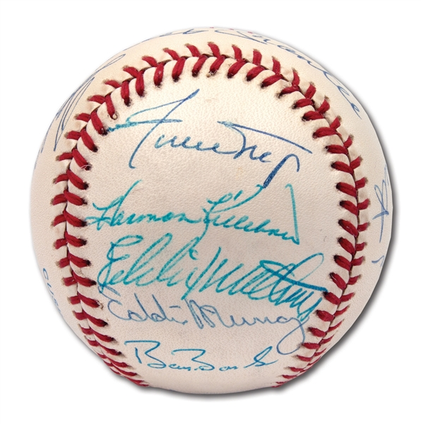 500 HOME RUN CLUB MULTI-SIGNED BASEBALL WITH (13) AUTOGRAPHS INCL. MURRAY AND BONDS