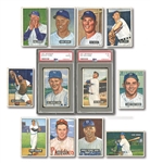 1951 BOWMAN STARTER SET (59/324) INCL. PSA GRADED #1 WHITEY FORD ROOKIE AND #165 TED WILLIAMS