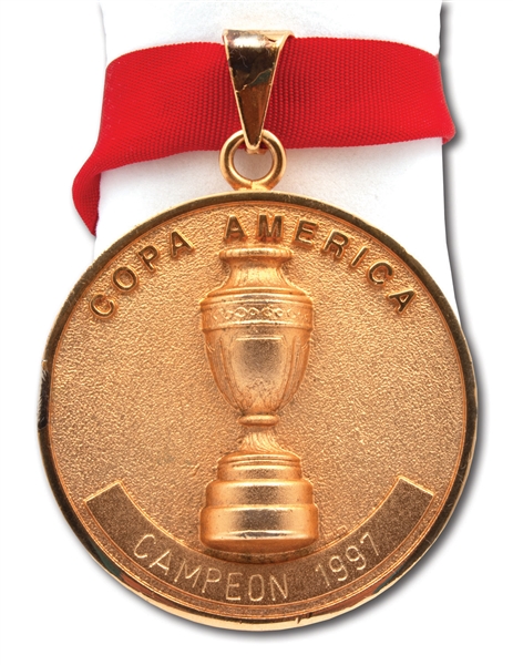 1997 COPA AMERICA GOLD WINNERS MEDAL ISSUED TO BRAZIL (TEAM TECHNICAL COORDINATOR LOA)