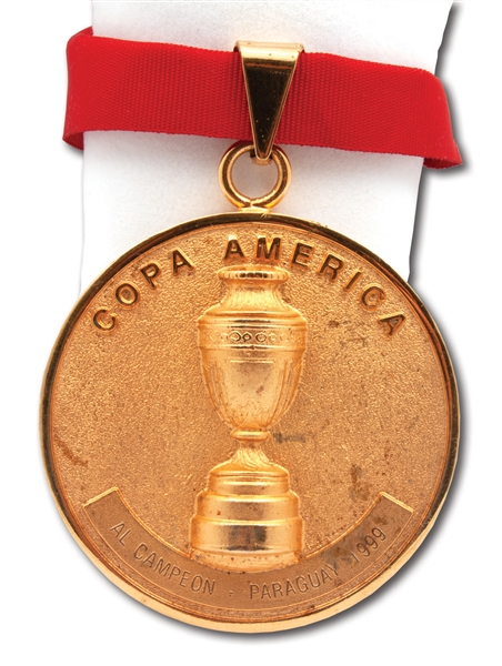 1999 COPA AMERICA GOLD WINNERS MEDAL ISSUED TO BRAZIL (TEAM TECHNICAL COORDINATOR LOA)