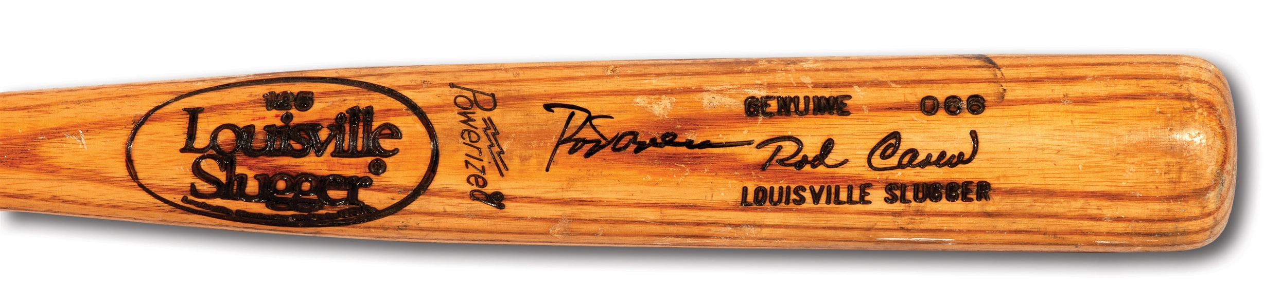 1985 ROD CAREW AUTOGRAPHED LOUISVILLE SLUGGER PROFESSIONAL MODEL O66 GAME USED BAT FROM HIS FINAL SEASON WHEN HE JOINED 3,000 HIT CLUB (PSA/DNA GU LOA)
