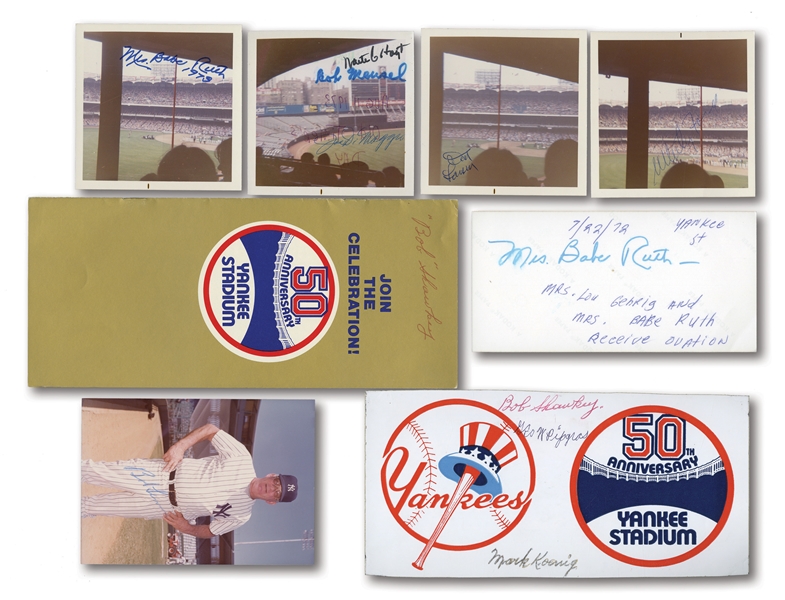 1970S NEW YORK YANKEES OLD TIMERS DAY LOT OF ORIGINAL PHOTOS, CORRESPONDENCE & AUTOGRAPHS FEAT. MARIS, DiMAGGIO, FORD, ETC. (PINSTRIPE DYNASTY COLLECTION)