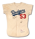 1959 DON DRYSDALE SIGNED LOS ANGELES DODGERS GAME WORN HOME JERSEY - 1ST WORLD SERIES ON WEST COAST (MEARS A10)