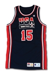 1992 MAGIC JOHNSON USA BASKETBALL OLYMPIC "DREAM TEAM" GAME WORN JERSEY FROM QUARTERFINALS VS. PUERTO RICO - THE ONLY KNOWN PHOTO-MATCHED DREAM TEAM JERSEY! (RESOLUTION LOA, HOLLYWOOD AGENT SOURCE)