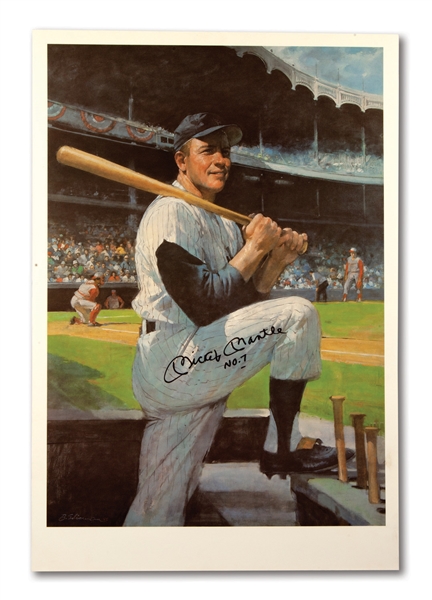 MICKEY MANTLE SIGNED & INSCRIBED LARGE FORMAT BURT SILVERMAN PRINT - MANTLES PERSONAL COPY FROM HIS RESTAURANT (GREER JOHNSON COLLECTION)