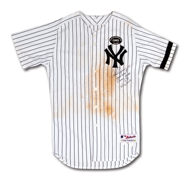7/22/2010 ALEX RODRIGUEZ SIGNED & INSCRIBED NEW YORK YANKEES JERSEY WORN TO HIT CAREER HOME RUN #599 - EASILY PHOTO-MATCHED (A-ROD LOA, MLB AUTH.)