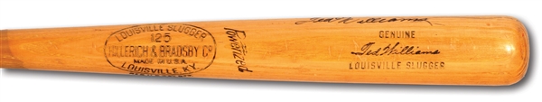 1955-59 TED WILLIAMS AUTOGRAPHED HILLERICH & BRADSBY PROFESSIONAL MODEL W183 GAME ISSUED BAT (PSA/DNA TAUBE LOA)