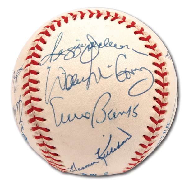 500 HOME RUN CLUB MULTI-SIGNED BASEBALL (11 AUTOS.) WITH MANTLE, WILLIAMS, MAYS, ETC. (PSA/DNA MINT 9 OVERALL)