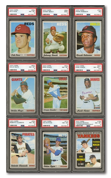 HIGH-GRADE 1970 TOPPS BASEBALL COMPLETE SET OF (720) WITH ALL KEY CARDS PSA GRADED