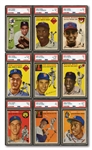 1954 TOPPS BASEBALL COMPLETE SET OF (250) WITH ALL KEY CARDS PSA GRADED INCL. AARON, BANKS & KALINE ROOKIES
