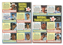 PAIR OF 1962 POST CEREAL UNCUT SIX-CARD PANELS AUTOGRAPHED BY MICKEY MANTLE AND ROGER MARIS