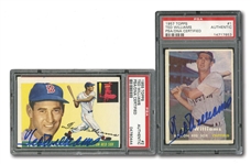 1955 AND 1957 TOPPS TED WILLIAMS PAIR OF AUTOGRAPHED CARDS (BOTH PSA/DNA AUTHENTIC)