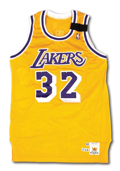 1988-89 MAGIC JOHNSON LOS ANGELES LAKERS GAME WORN HOME JERSEY FROM HIS 2ND MVP SEASON (MEARS)