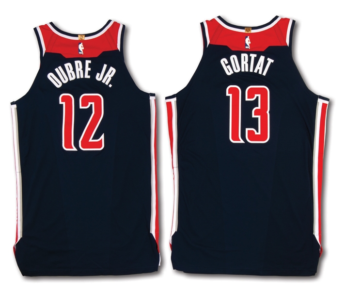 12/25/2017 KELLY OUBRE JR. AND MARCIN GORTAT WASHINGTON WIZARDS CHRISTMAS DAY GAME WORN JERSEYS