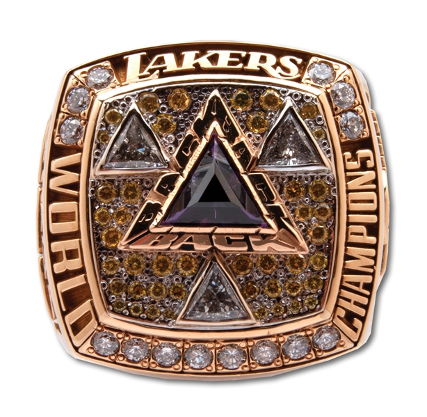 GEORGE MIKANS 2002 LOS ANGELES LAKERS (THREE-PEAT) WORLD CHAMPIONS 14K GOLD RING WITH ORIGINAL PRESENTATION BOX (MIKAN FAMILY & JEANIE BUSS LOAS)