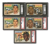 1956 TOPPS LOT OF (5) INCL. #33 CLEMENTE, #30 J.ROBINSON (2), #79 KOUFAX (2) - ALL PSA OR SGC GRADED