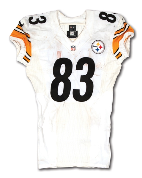 2014 HEATH MILLER PITTSBURGH STEELERS GAME WORN ROAD JERSEY - POUNDED, UNWASHED & EASILY PHOTO-MATCHED (NFL & PSA/DNA CERT.)