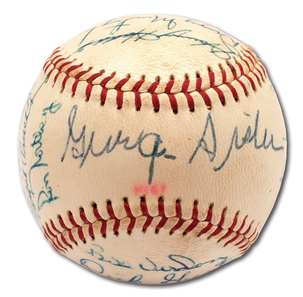 1961 PITTSBURGH PIRATES TEAM SIGNED ONL (GILES) BASEBALL WITH GEORGE SISLER ON SWEET SPOT