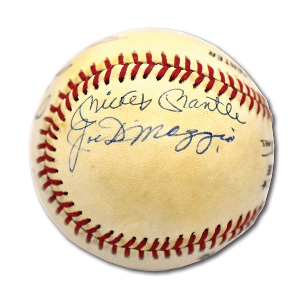 NEW YORK CENTERFIELDERS SIGNED ONL (GIAMATTI) BASEBALL WITH DiMAGGIO, MANTLE, MAYS & SNIDER