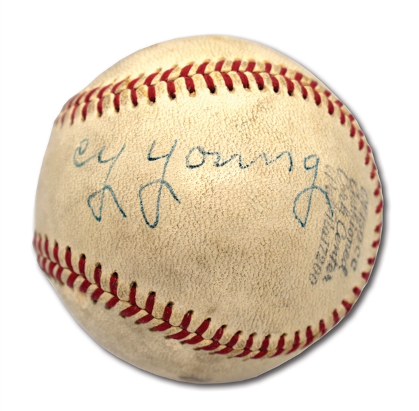 C. 1935-44 CY YOUNG SIGNED AMERICAN ASSOCIATION BASEBALL - DISPLAYS AS LOVELY SINGLE
